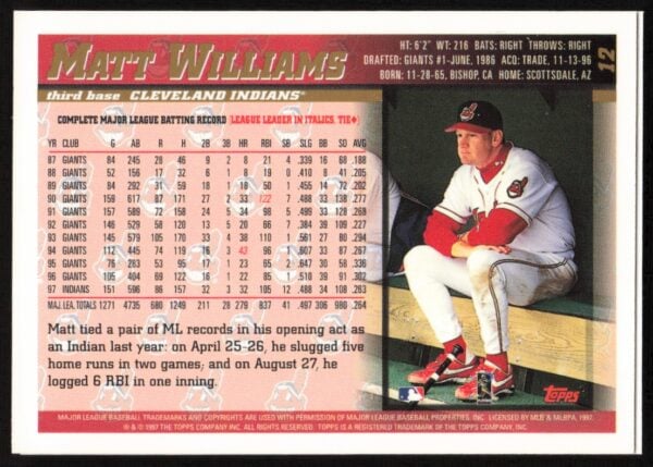 1998 Topps Mark Grace #168 (Back)