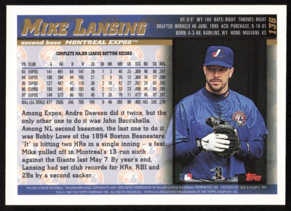 1998 Topps Mike Lansing #136 (Back)