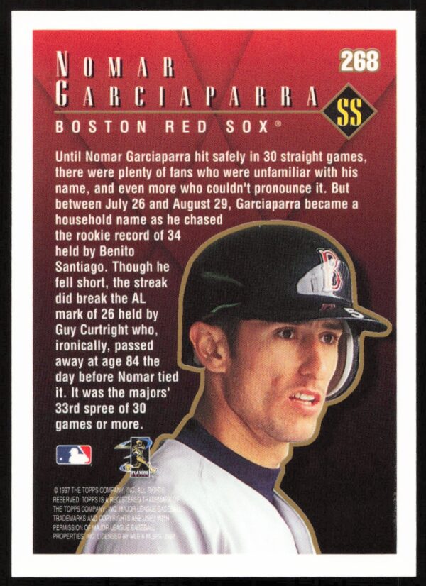 1998 Topps Nomar Garciaparra Season Highlights #268 (Back)