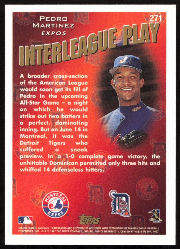 1998 Topps Pedro Martinez Interleague Play #271 (Back)