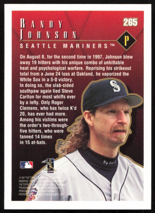 1998 Topps Randy Johnson Season Highlights #265 (Back)