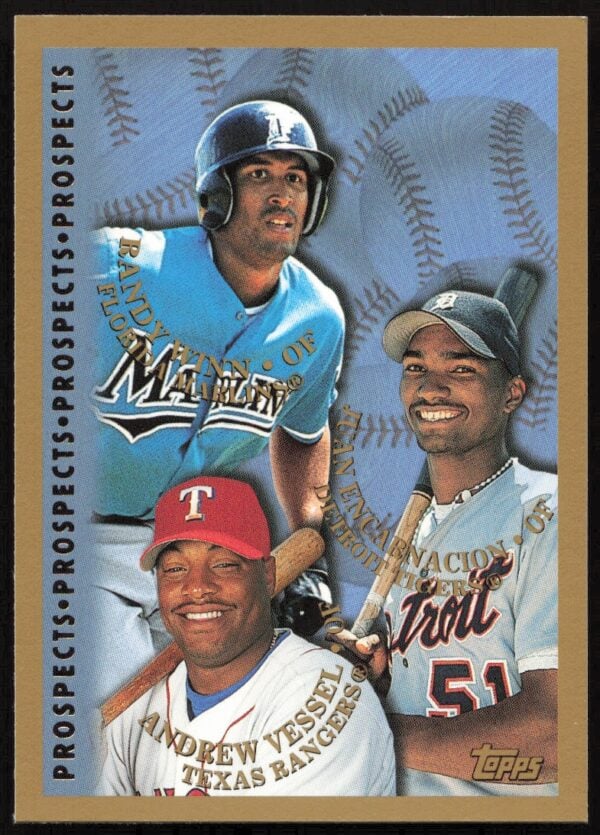 1998 Topps Randy Winn / Juan Encarnacion / Andrew Vessel Prospects #258 (Front)