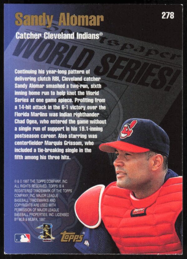 1998 Topps Sandy Alomar Jr. '97 World Series #278 (Back)