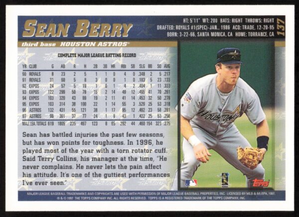 1998 Topps Sean Berry #137 (Back)