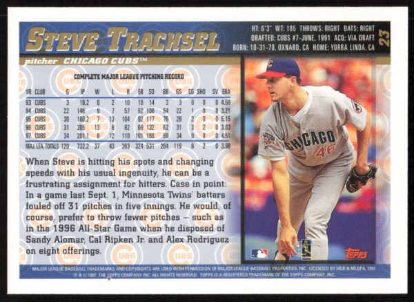 1998 Topps Steve Trachsel #23 (Back)