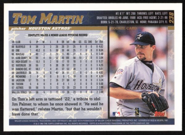 1998 Topps Tom Martin #238 (Back)