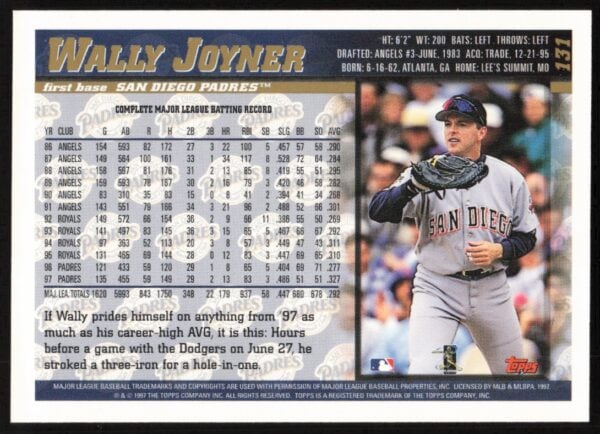 1998 Topps Wally Joyner #131 (Back)