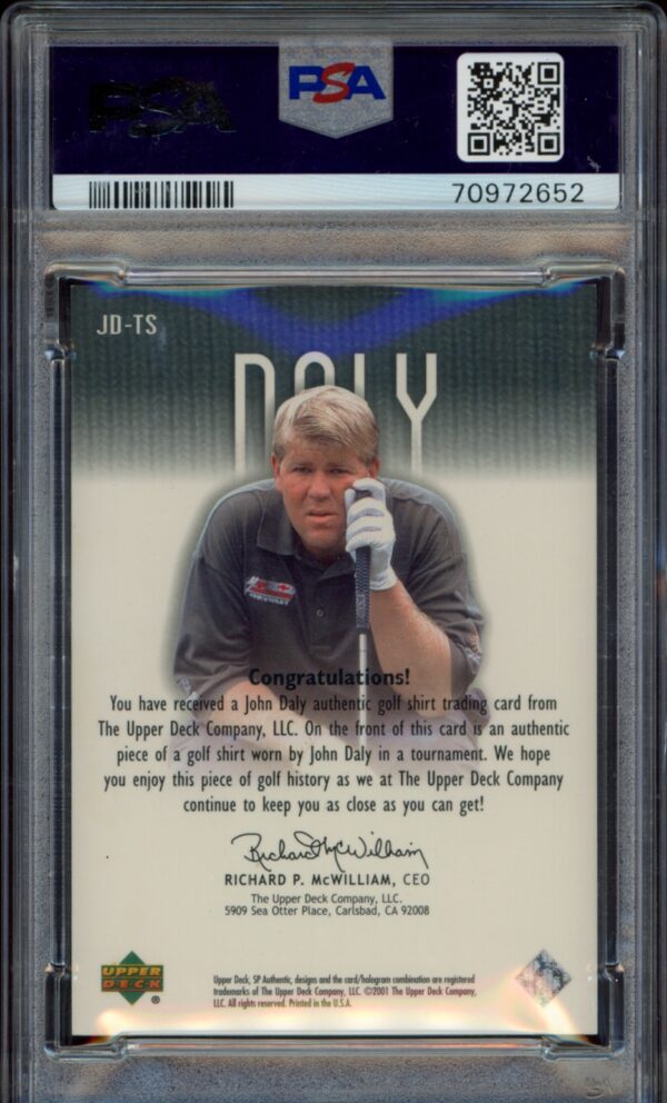 Collectible 2001 Upper Deck card featuring John Elway, graded by PSA.