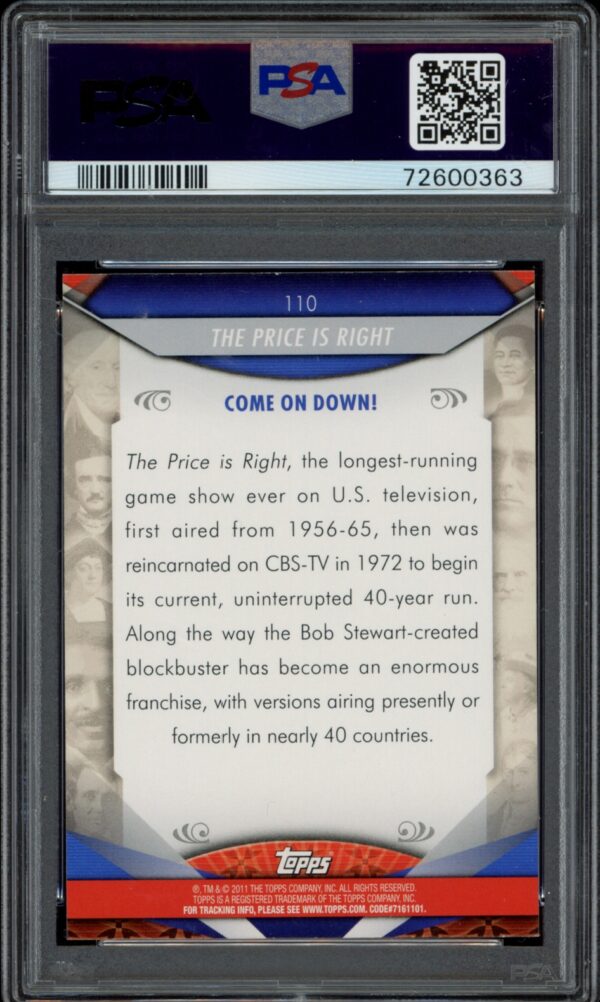 PSA 10 graded 2011 Topps card of The Price is Right.