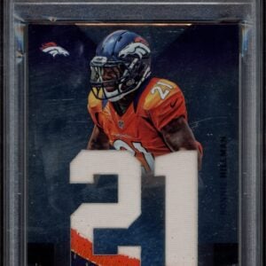 2012 Panini Absolute Ronnie Hillman Rookie Card #228, graded PSA 8, featuring team colors and logo.