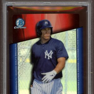 Graded Mint 9, 2014 Bowman Chrome card featuring Yankees player Aaron Judge in action.