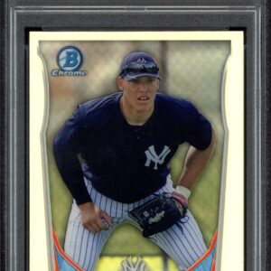 Aaron Judge 2014 Bowman Chrome Refractor baseball card, graded Mint 9 by PSA.