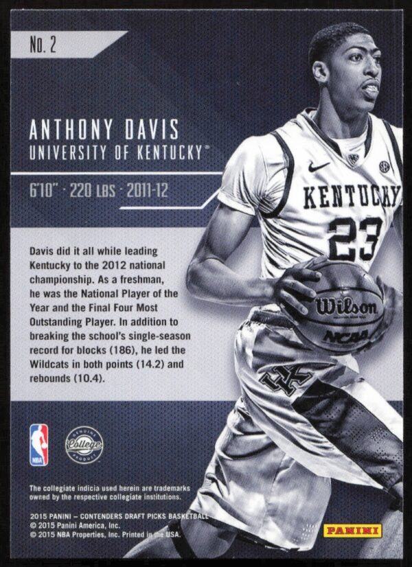 2015 Panini Contenders Draft Picks Anthony Davis Class Reunion #2 (Back)