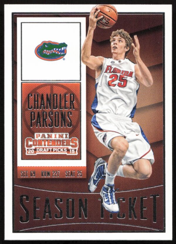 Chandler Parsons in action on 2015 Panini Contenders Draft Picks sports card.