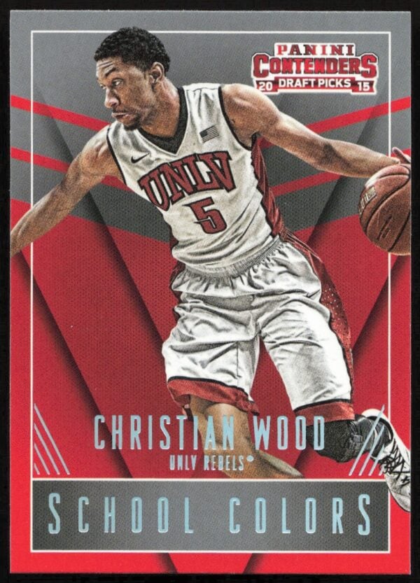 Christian Wood in action on 2015 Panini Contenders UNLV Rebels basketball card.