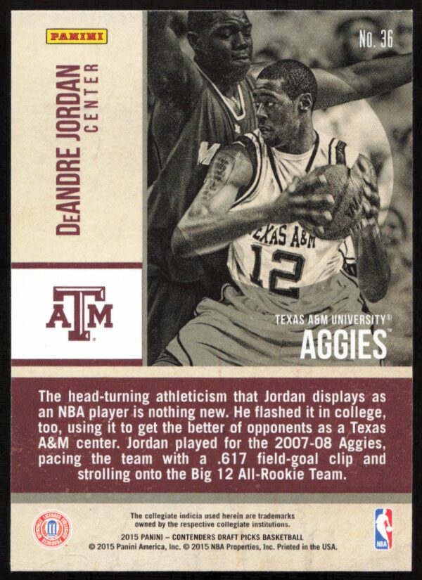 DeAndre Jordans 2015 Panini basketball card, Texas A&M era.