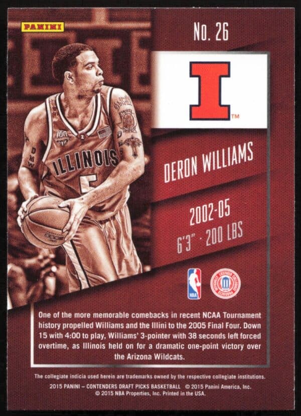 2015 Panini Contenders Draft Picks Deron Williams #26 (Back)