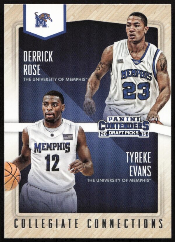 2015 Panini Contenders Draft Picks Derrick Rose / Tyreke Evans Collegiate Connections #15 (Front)