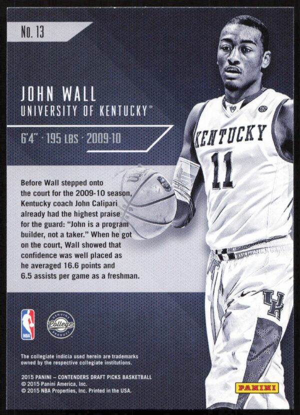 2015 Panini Contenders Draft Picks John Wall Class Reunion #13 (Back)