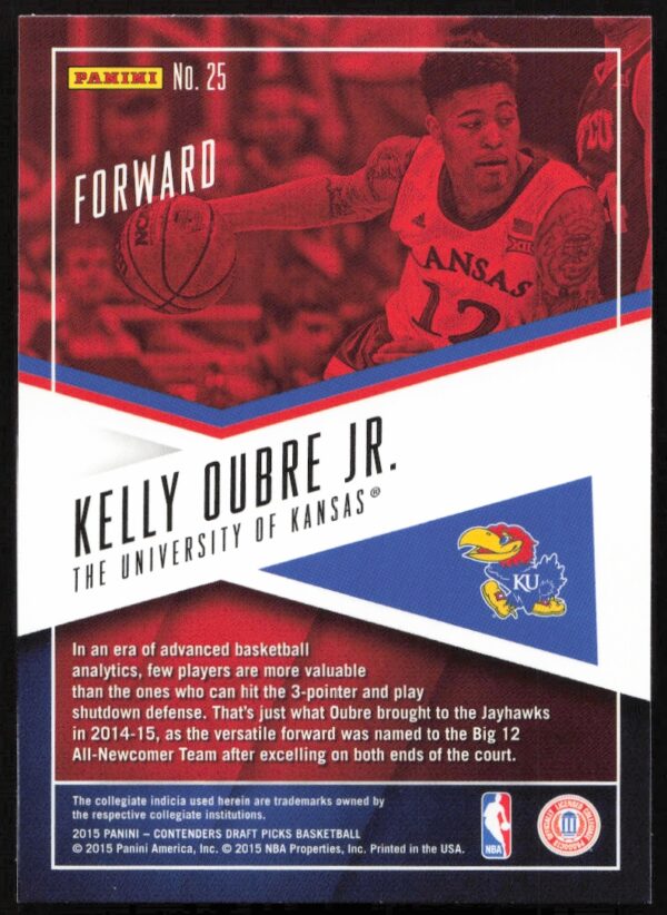 2015 Panini Contenders Draft Picks Kelly Oubre Jr. School Colors #25 (Back)