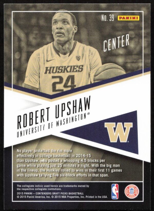 2015 Panini Contenders Draft Picks Robert Upshaw School Colors #39 (Back)