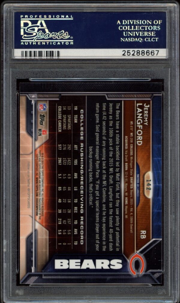 Graded 2005 Playoff Prestige NFL card, Beckett 9.5 Gem Mint, showcasing player stats and team logo.