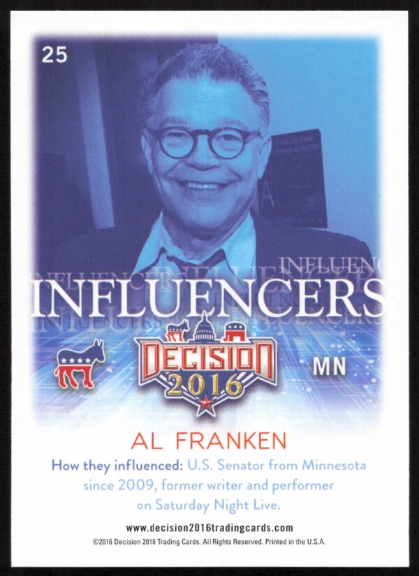 2016 Leaf Decision Al Franken Influencers #25 (Back)