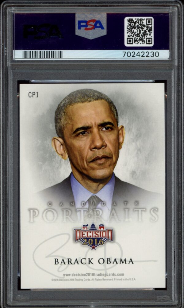 2016 Leaf Decision PSA 8 graded Barack Obama portrait card.