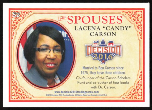 2016 Leaf Decision Candy Carson The Spouses #52 (Back)