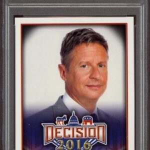 2016 Leaf Decision collectible card featuring political figure Gary Johnson in mint condition.