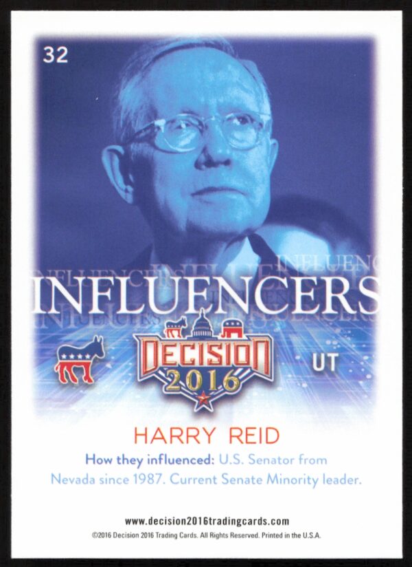 2016 Leaf Decision Harry Reid Influencers #32 (Back)