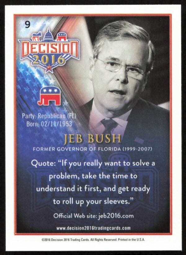 2016 Leaf Decision Jeb Bush #9 (Back)