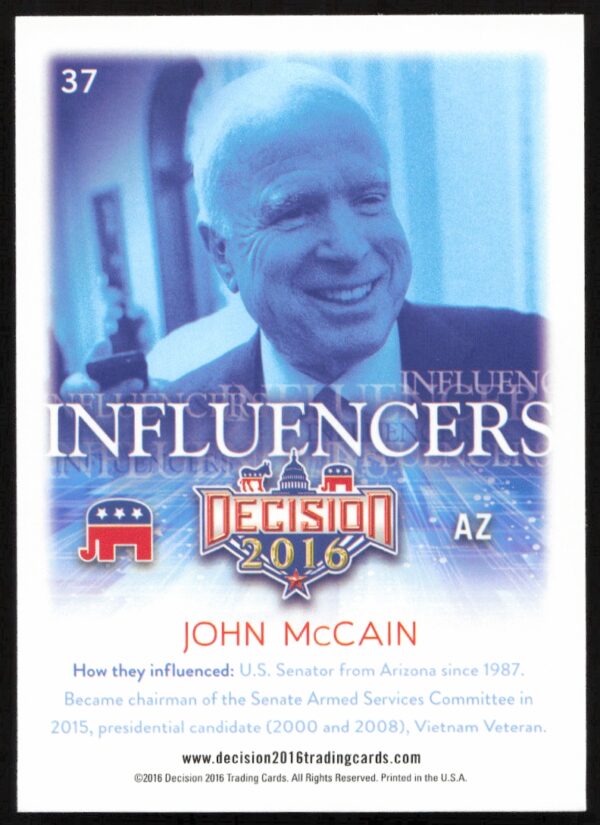 2016 Leaf Decision John McCain Influencers #37 (Back)