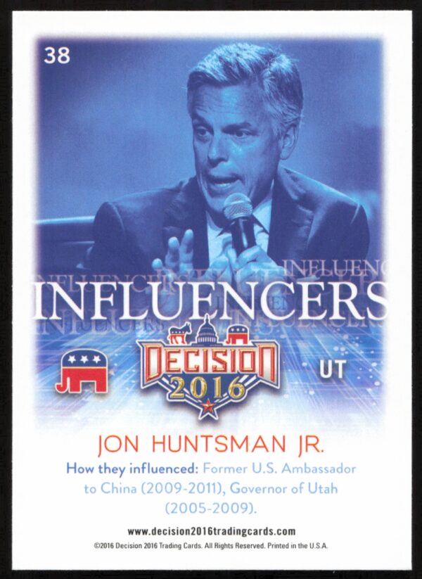 2016 Leaf Decision Jon Huntsman Jr. Influencers #38 (Back)