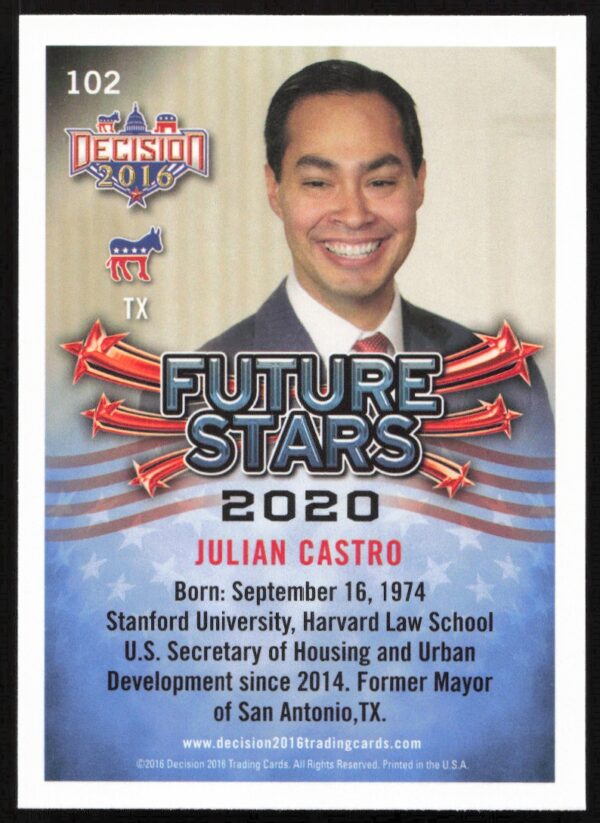 2016 Leaf Decision Julian Castro Future Stars #102 (Back)