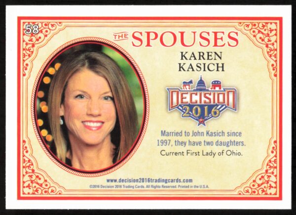 2016 Leaf Decision Karen Kasich The Spouses #58 (Back)