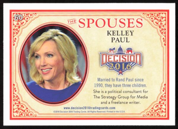 2016 Leaf Decision Kelley Paul The Spouses #60 (Back)