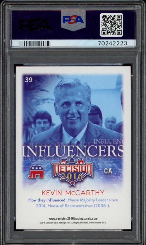 PSA-certified 2016 Kevin McCarthy Influencer Card from Leaf Decision series.
