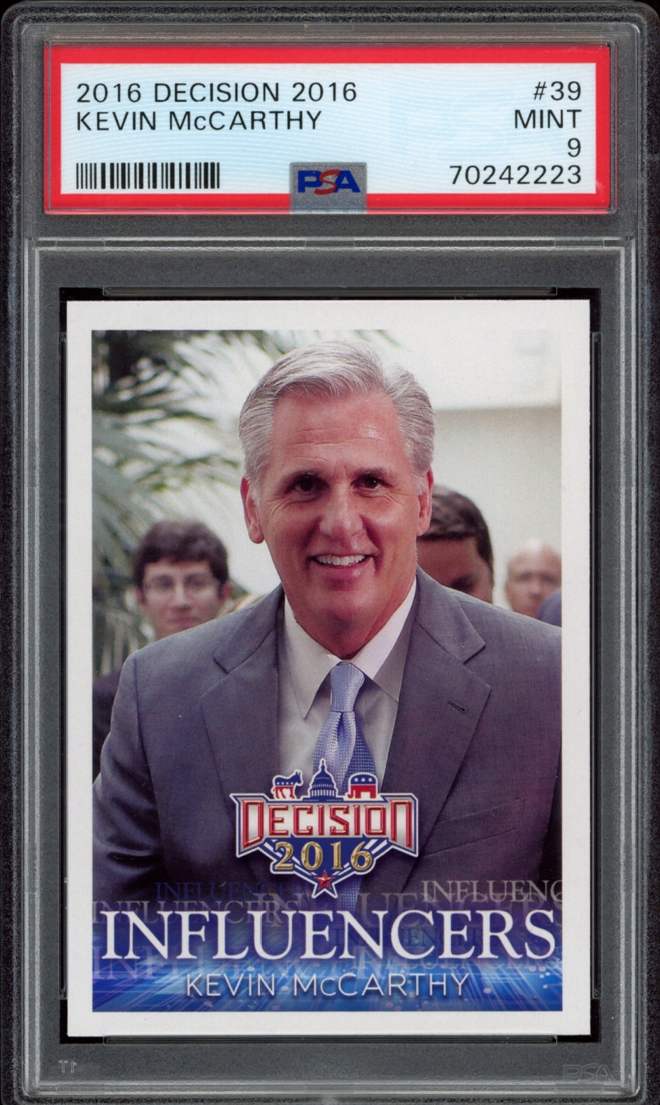 Kevin McCarthy Influencers card from 2016 Leaf Decision series, graded MINT 9 by PSA.