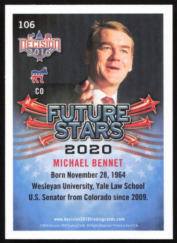 2016 Leaf Decision Michael Bennet Future Stars #106 (Back)