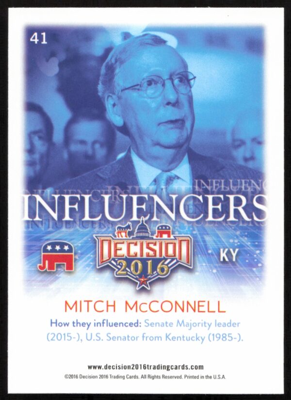 2016 Leaf Decision Mitch McConnell Influencers #41 (Back)