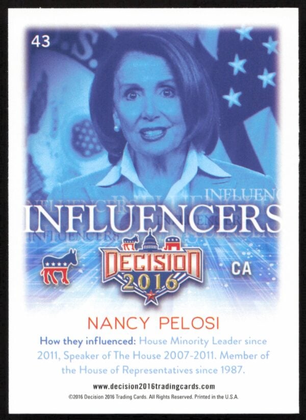 2016 Leaf Decision Nancy Pelosi Influencers #43 (Back)