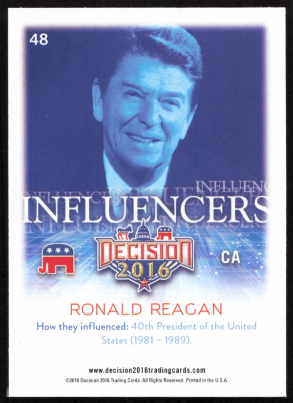 2016 Leaf Decision Ronald Reagan Influencers #45 (Back)