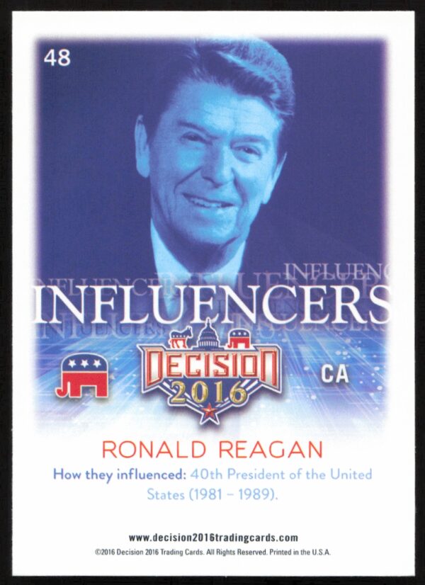 2016 Leaf Decision Ronald Reagan Influencers #48 (Back)