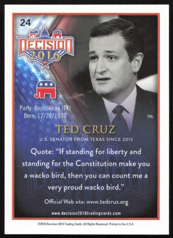 2016 Leaf Decision Ted Cruz #24 (Back)