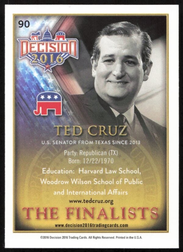 2016 Leaf Decision Ted Cruz The Finalists #90 (Back)