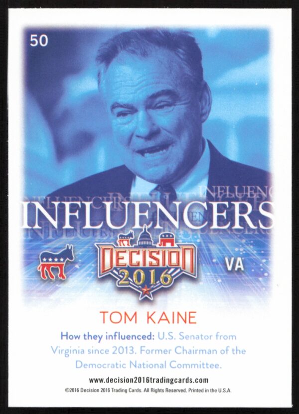 2016 Leaf Decision Tom Kaine Influencers #50 (Back)