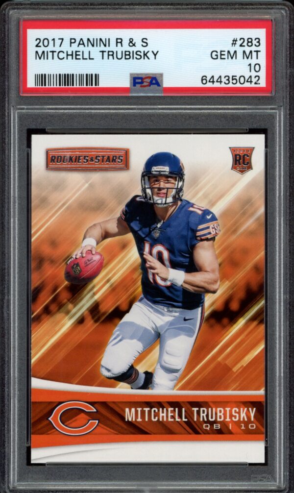 2017 Mitchell Trubisky Panini R & S card #283, graded GEM MT 10 by PSA.