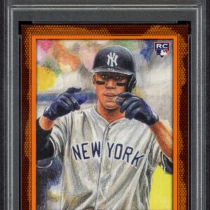 Aaron Judges 2017 Topps Gallery card #117, graded EX-MT 6 by PSA, in canvas orange design.