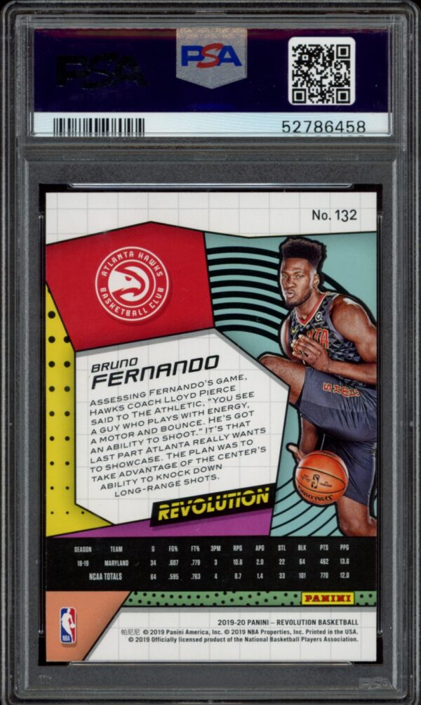 PSA-graded 2019 Panini Revolution card, featuring basketball player Bruno Fernando, number 132 in the set.